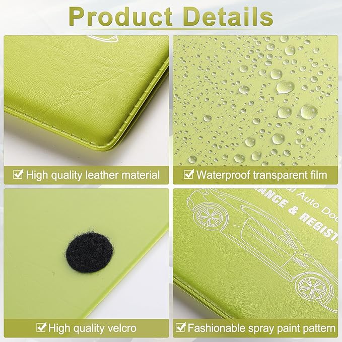 UYYE Car Registration and Insurance Card Holder, Vehicle Glove Box Car Organizer, Interior Car Accessories for Documents, Cards, License - 2 Pack