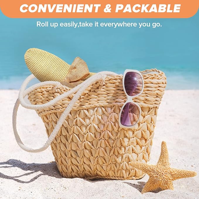 Beach Sun Hats for Women,Wide Brim Straw Hat Floppy Packable UPF 50+ UV Protection with for Summer