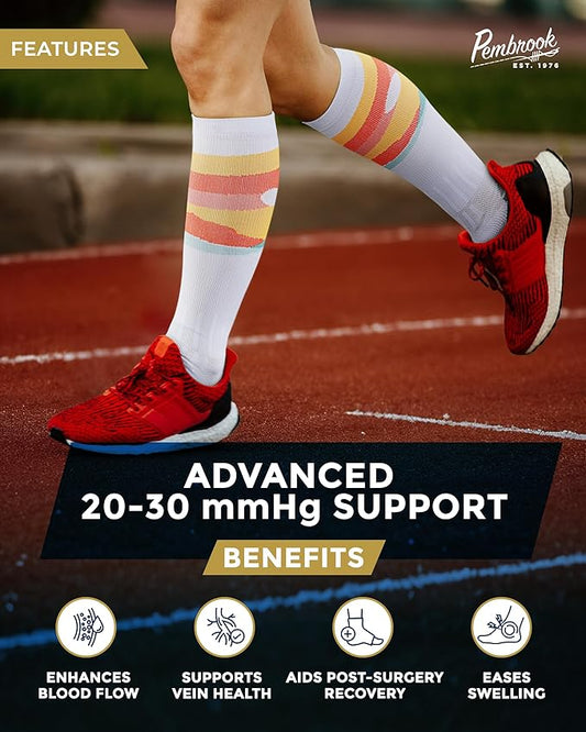 Pembrook 3 Pairs Compression Socks 20-30 mmHg - Compression Socks for Women and Men | Running, Athletic, Travel, Nurses