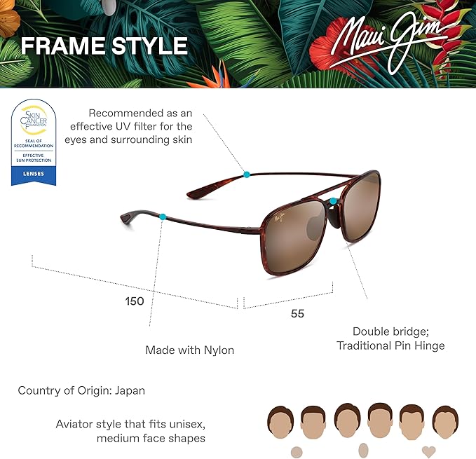 Maui Jim Polarized Men's and Women's Keokea Aviator Sunglasses