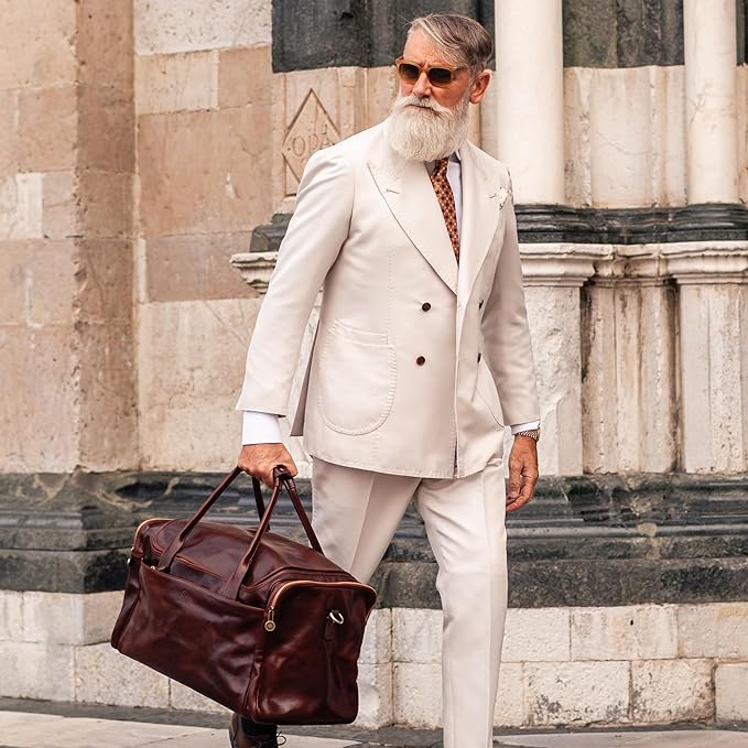 Leather Duffel Bag Weekend Bag Gym Large Travel Bag - Time Resistance