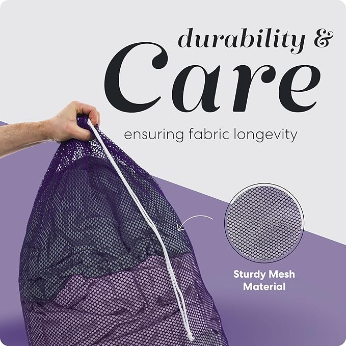 Handy Laundry Mesh XL Laundry Bag - Durable, Machine Washable with Secure Drawstring Closure - Perfect for College Dorms, Laundromats, Apartments (Purple, Large 24" x 36")