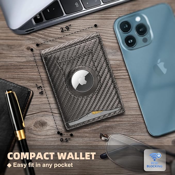 BULLIANT Men Wallet Airtag&Standard Use,Slim Front Pocket Wallet Money Clip for Gifg Men RFID Blocking 11Cards