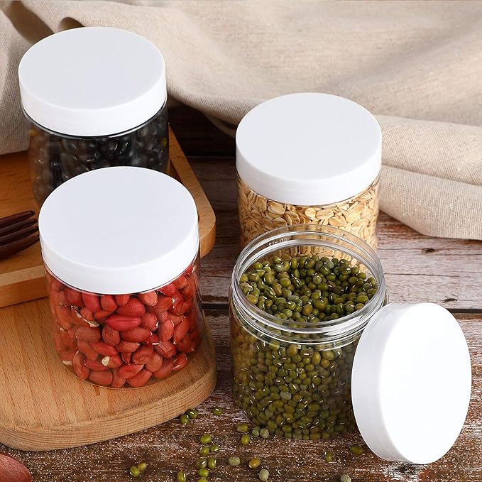 SATINIOR 36 Pieces 8 oz Plastic Jars with Lids Wide Mouth Airtight Reusable Container Acrylic Cosmetic Small Jars for Lotions Ointments Travel Toiletries Creams Make up Storage(White)