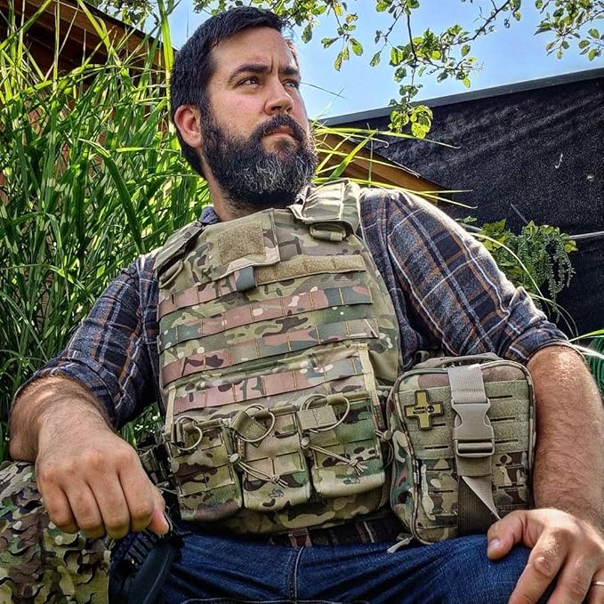 RHINO RESCUE IFAK Trauma Kit with C-A-T Tourniquet, Tactical First Aid Kit Molle Pouch for Military, Combat, Car, Camping, Hiking, Travel (Camo)