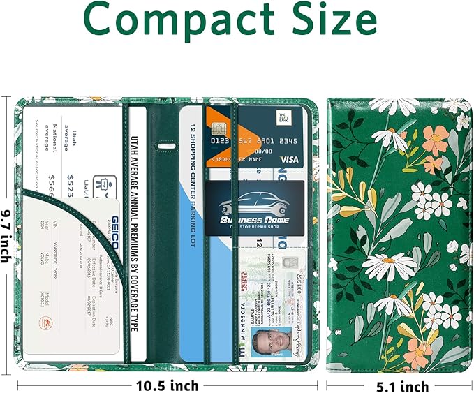 CoBak Car Registration and Insurance Holder - Vehicle Glove Box Car Organizer,Auto Truck Comparment Accessories Case with Magnetic Closure for Driver License,Cards