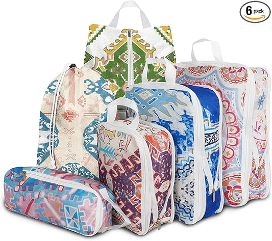 6 Pcs Compression Packing Cubes, Packing Cubes for Travel, Waterproof Luggage Organizer Bags Set, Cute Packaging Cubes for Women Kids Backpack Carry-Ons