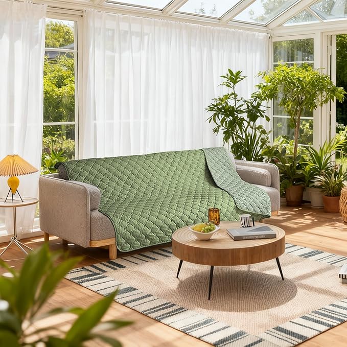 gogobunny 100% Double-Sided Waterproof Dog Bed Cover Pet Blanket Sofa Couch Furniture Protector for Puppy Large Dog Cat, Reversible (52x82 Inch (Pack of 1), Dark Green/Light Green)