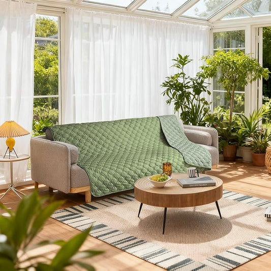 gogobunny 100% Double-Sided Waterproof Dog Bed Cover Pet Blanket Sofa Couch Furniture Protector for Puppy Large Dog Cat, Reversible (68x82 Inch (Pack of 1), Dark Green/Light Green)