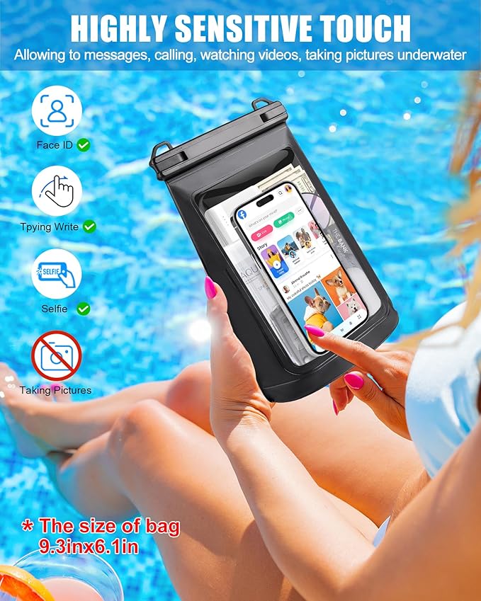 Waterproof Phone Pouch for iPhone 16 15 14 11 Pro Max & Galaxy S24 S21 - Floating Large Capacity Dry Bag Stores Sunscreen, Sunglasses - Oversized Waterproof Bag for Beach, Swimming, Kayaking