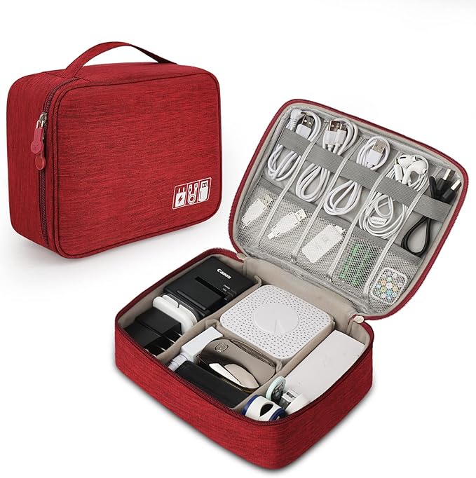 Electronic Organizer Travel Universal Cable Organizer Electronics Accessories Bag for Cable, Charger, Phone, USB, SD Card,1Pack