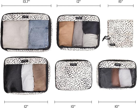 Jadyn Packing Cubes for Travel, 6-Piece Large Packing Cube Organizer Set for Suitcase, Duffel Bag, Luggage, Multiple Sizes Travel Essentials (Cheetah Spot)