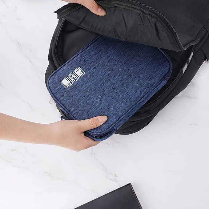 Electronic Organizer Travel Universal Cable Organizer Electronics Accessories Bag for Cable, Charger, Phone, USB, SD Card,1Pack