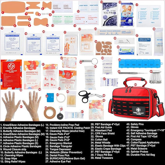 Premium 450 Piece Large First Aid Kit for Home, Travel, Camping, Car, Hiking & Outdoor Emergencies - Emergency Medical Kits, Home & Businesses Medical Supplies