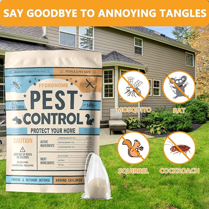 Pest Repellent ， Moth Balls for Outdoor use， Keep Pest Away Repel Mice and Rats, Roach, Ant, Spider, Mosquito & Moth（8BALLS）