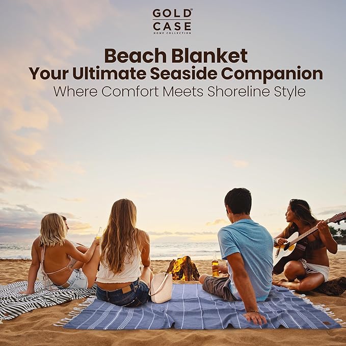 Gold CASE LYCIA Turkish Beach Towel Set of 6 – 100% Cotton Turkish Beach Towels Bulk 70 x 38'' – LYCIA Oversized, Quick Dry & Sand Free Beach Towel – Lightweight Towels Set in Multi Dark Tones