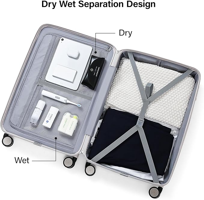 Hanke Expandable Hardshell Luggage Sets 3 Piece Extra Large Suitcases with Lock,28 Inch Luggage with Spinner Wheels, PC Travel Suitcase for Women Men 20 24 29Inch,Caribbean Blue