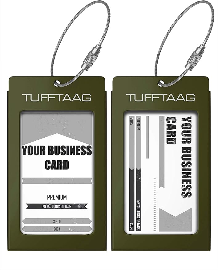 Luggage Tags Business Card Holder by TUFFTAAG - Durable Travel ID Bag Tag in Multiple Color Options, Perfect for Suitcases, Backpacks, and Carry-Ons, Easy Identification, Secure and Stylish