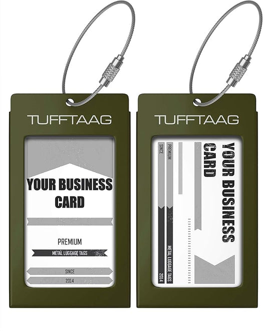Luggage Tags Business Card Holder by TUFFTAAG - Durable Travel ID Bag Tag in Multiple Color Options, Perfect for Suitcases, Backpacks, and Carry-Ons, Easy Identification, Secure and Stylish