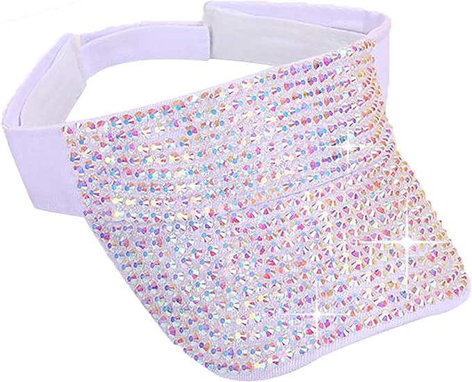 Bling Shiny Rhinestone Sports Sun Visor Hat for Women Summer Adjustable Breathable Beach Visor Caps Running Golf Sun Hat