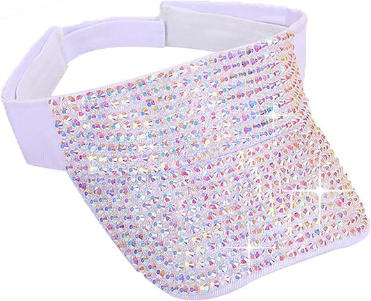 Bling Shiny Rhinestone Sports Sun Visor Hat for Women Summer Adjustable Breathable Beach Visor Caps Running Golf Sun Hat