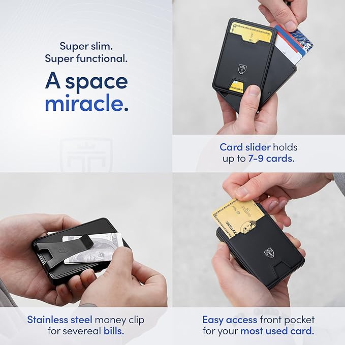 TRAVANDO Swype Slim Wallet for Men Metal RFID Blocking Mens Wallet Card Case (Without AirTag* Pocket)