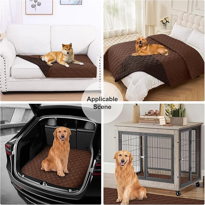 Smiry Waterproof Dog Blanket, 68x82 Inch Soft Pet Bed Cover Reversible, Washable Sofa Couch Furniture Protector for Small Medium Large Dog Puppy Cat, Geometric, Brown/Chocolate