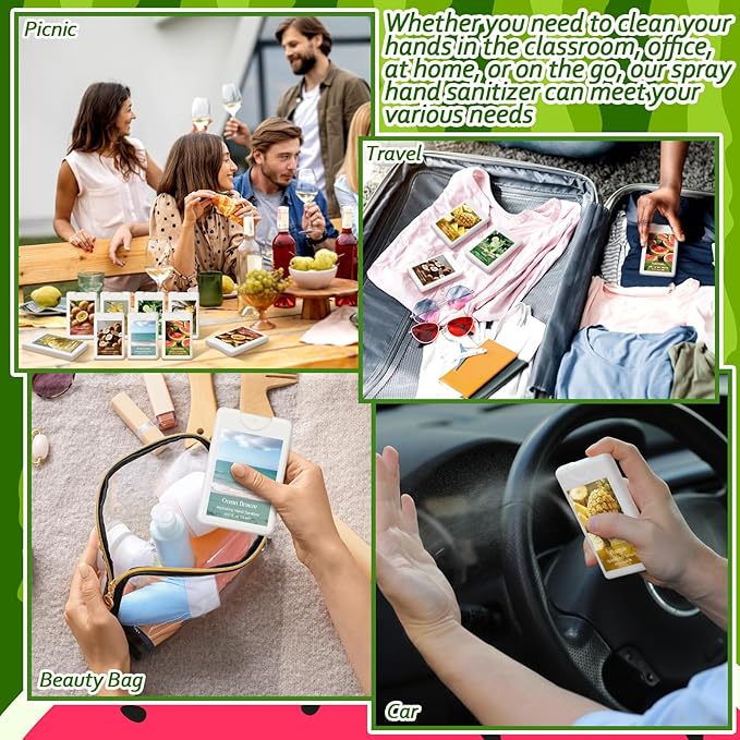 24 Pack Power Mist Hydrating Hand Sanitizer Spray Summer Travel Size Hand Sanitizer with Hydrating Botanical Mist Essential Office Travel Outdoor Activity for Friend Colleagues Family Gifts
