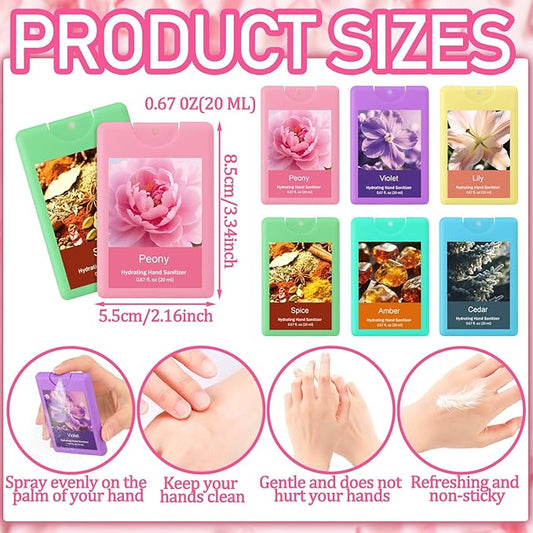 Dansib 24 Pack Hand Sanitizer Spray Bulk Mist Hydrating Scented Travel Size Hydrating Hand Sanitizers Refillable Essential for Friend Coworker Family Daily Travel Outdoor