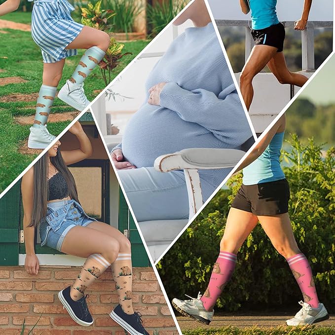 fenglaoda Compression Socks for Women Men Support Circulation 6 Pairs Socks For Nurse, Travel, Flight