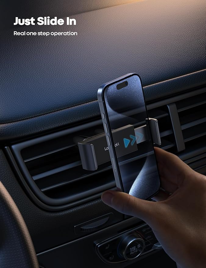 Lamicall Car Vent Phone Mount - Air Vent Clip Holder, Universal Stand Hands Free Cradle Compatible with Cell Phone 16 15 14 13 12 Mini 11 Pro Xs Max Xr X 8 7 6 6s Plus SE Smartphones Black