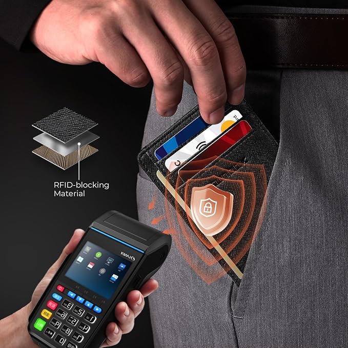 RUNBOX Slim Minimalist Front Pocket RFID Blocking Leather Wallets for Men and Women Card Holder Wallets Gifts for men