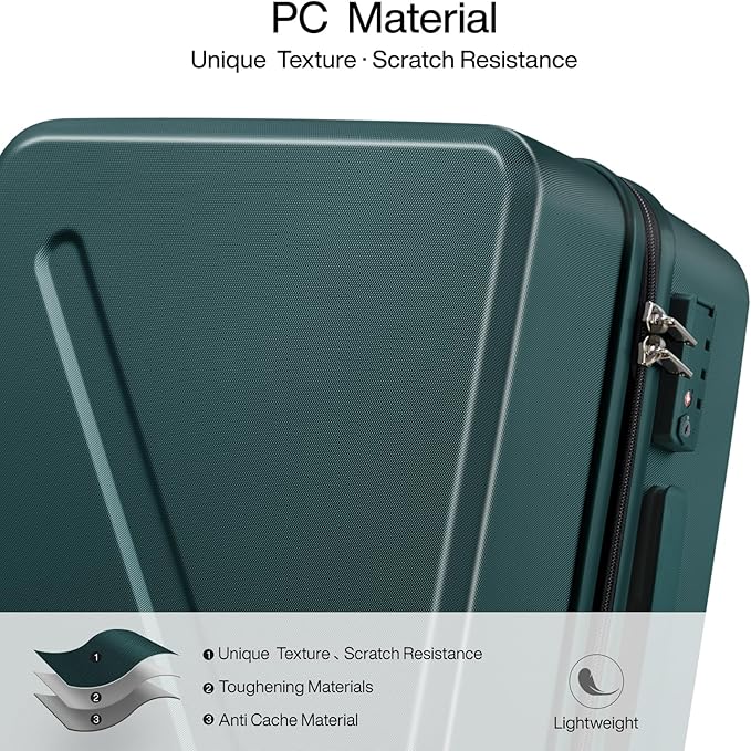 MILADA 16 Inch Underseat Carry On Luggage With Wheels Underseat Carry On Bag Small Suitcase Personal Item Hard Shell Suitcases Mini TSA Approved Carry On Luggage, Blackish Green