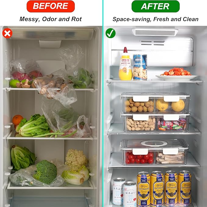 Taiuloo Divided Serving Tray with Airtight Lid and Handle, 4 Compartment Snackle Box Container, Portable Snack Platters, Clear Fridge Organizer & Food Storage for Veggie, Fruit, Charcuterie, Nuts