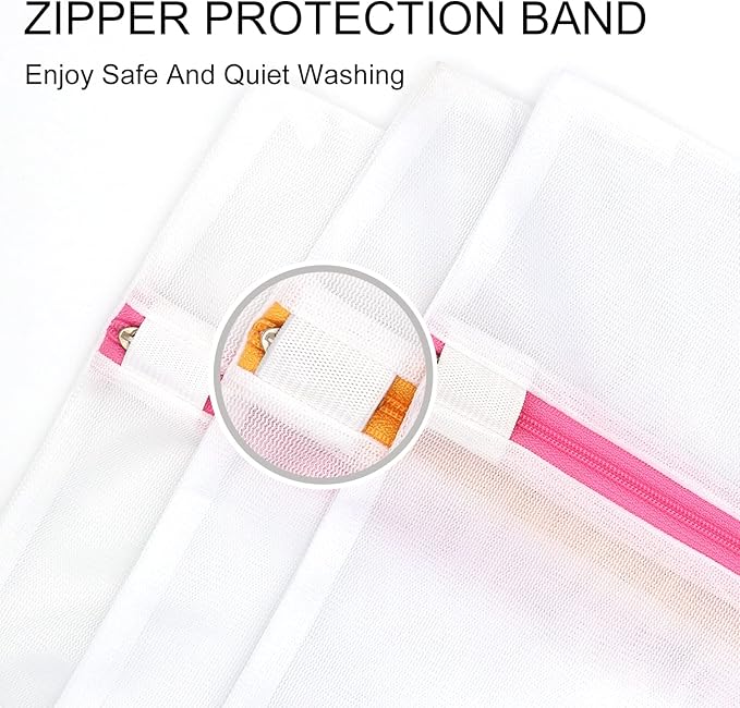 Mesh Laundry Bags 3-Pack Laundry Wash Bag Colorful Zipper for Delicates, Blouse, Hosiery, Stocking, Underwear, Bra Lingerie, Sweater, Travel Storage Bag(Orange, S)