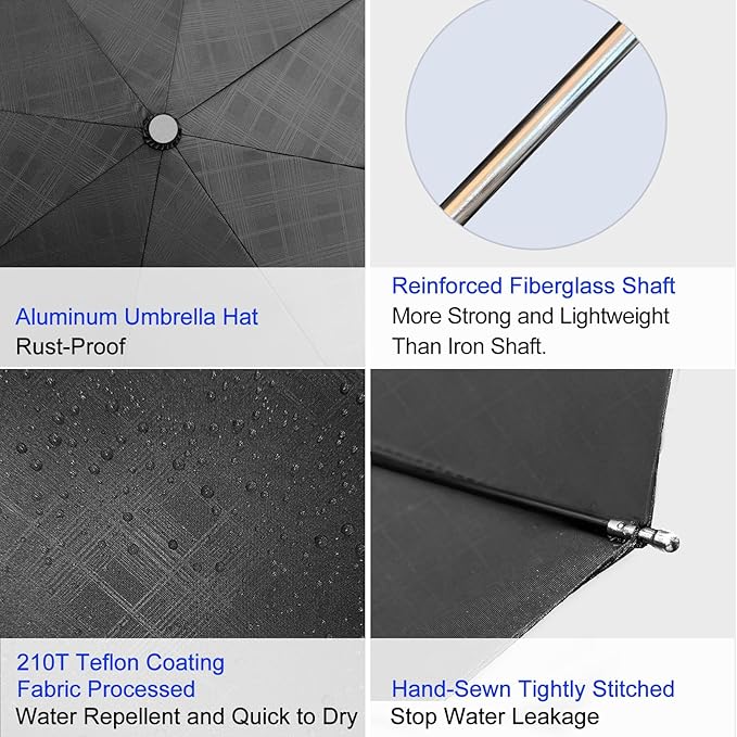 Satol 46/54/62 Inch Large Golf Umbrella, Windproof 10 Ribs Automatic Open/Close Oversize Double Canopy Vented Portable Folding Travel Umbrellas, UPF 50+ Sun & Rain Compact Umbrellas for Outdoor