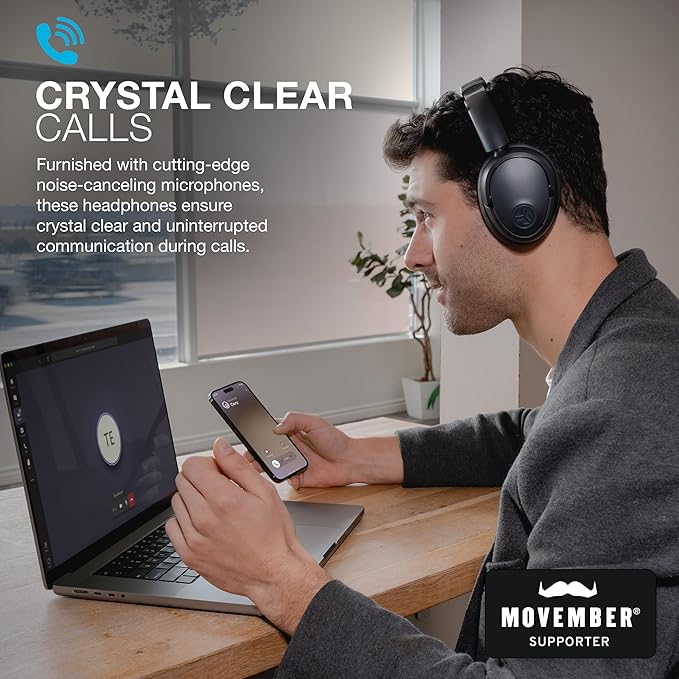 JLab JBuds Lux ANC Wireless Headphones, Graphite, Hybrid Active Noise Cancelling, Customizable Sound, Spatial Audio Compatible, Premium Over-Ear Bluetooth Headset