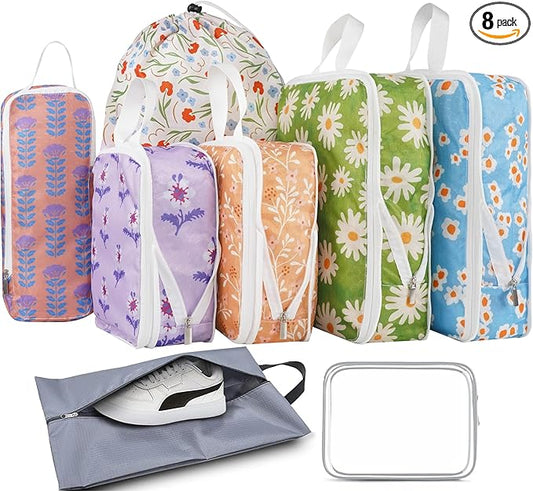 8 Pcs Compression Packing Cubes for Travel, Lightweight Waterproof Luggage Organizer Bags Set, Washable Packaging Cubes for Women Backpack Carry-On Suitcases