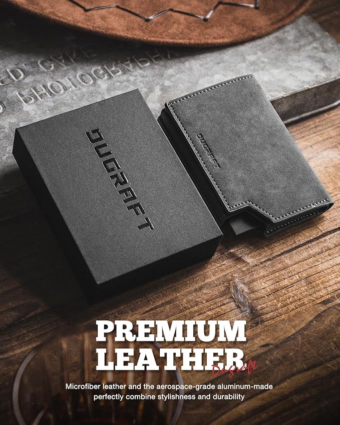 DUGRAFT Minimalist Wallet for Men, RFID Blocking Credit Card Holder with Zipper Large Capacity Money Organisers for Airtag Cash Coins & Credit Cards