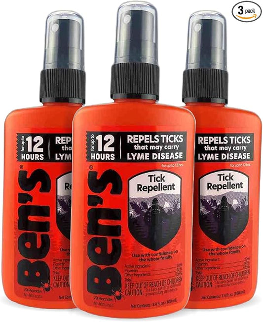 Ben's Tick Repellent - Tick, Mosquito & Insect Repellent Spray for Adults & Children - Bug Spray with 20% Picaridin - Offers 12 Hours of Protection - 3.4 fl oz (Pack of 3
