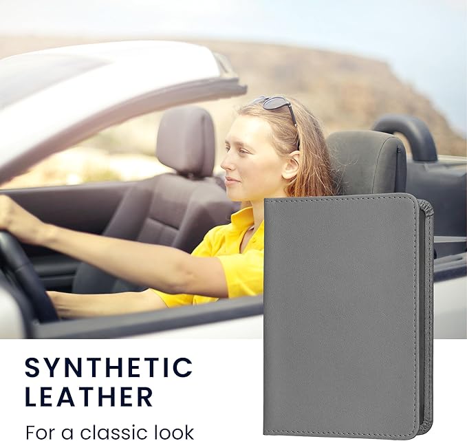 kwmobile Registration and Insurance Holder - Car Document Holder for Vehicle Documents and Cards - PU Leather - Black
