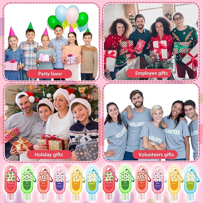 24 Pack Scented Hand Sanitizers Gifts Set with Keychains Bulk Travel Size Hand Sanitizer Gel Travel Size for Women Wedding Party Favors Friends Coworker Nurse Birthday Gifts