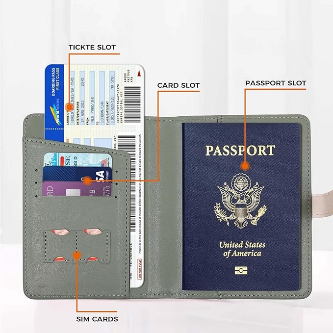 Passport Holder with Airtag for Women/Men,Airtag Passport Wallet for Travel,Cute Passport Holder Rfid Blocking,Travel Wallet for Cards Passport Cover Case (Green)