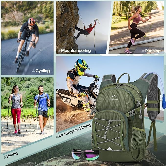 Hydration Backpack with Water Bladder, 18L Lightweight Hiking Backpack for Women&Men Small Insulated Hydration Water Pack for Hiking, Running, Cycling, Biking