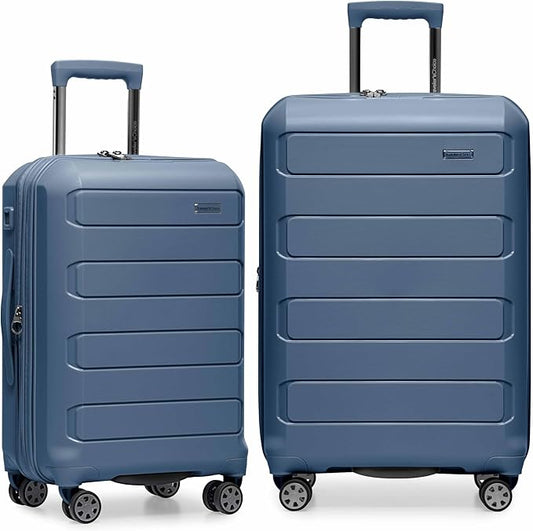 Traveler's Choice Pagosa Indestructible Hardshell Expandable Spinner Luggage, Slate Blue, 2-Piece Set (22/26)