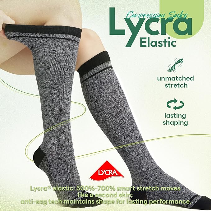 Iambamboo Compression Socks Women & Men, 15-20 mmHg Bamboo Viscose Knee High Soft Support for Flying Travel Daily