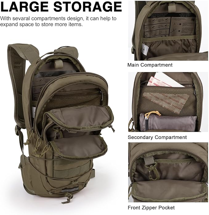 Mardingtop10L Small Tactical Molle Hydration Backpack,Cycling Backpack for Biking,Cycling and Running EDC Daypack