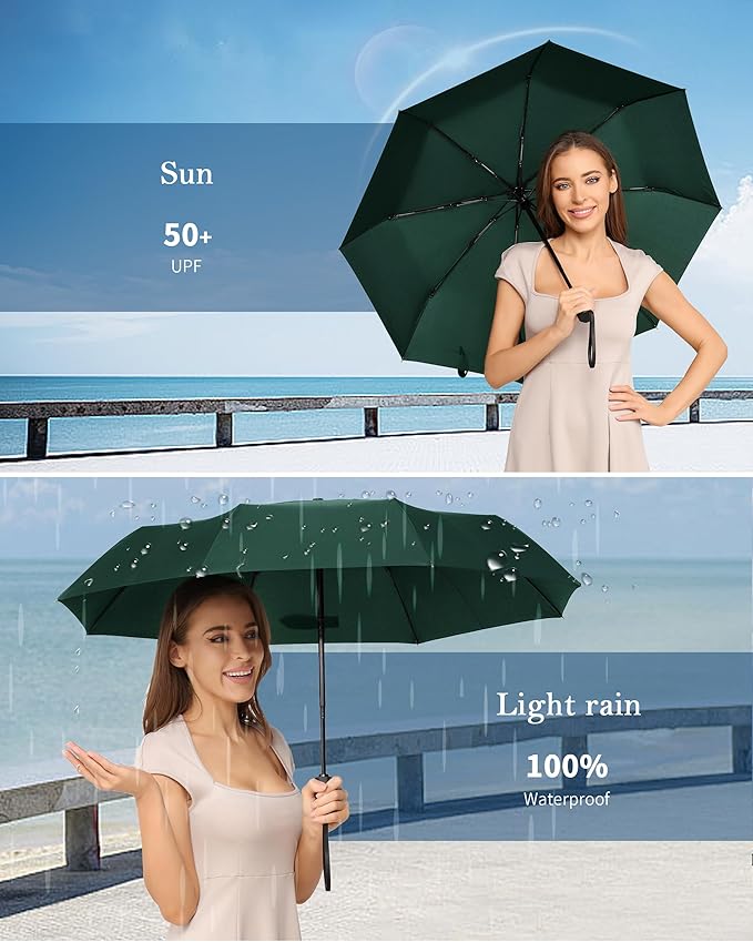 Windproof Travel Umbrella, Automatic Folding Compact Lightweight Umbrella for Women & Men, Durable and Portable, Fits Easily in Purse or Backpack