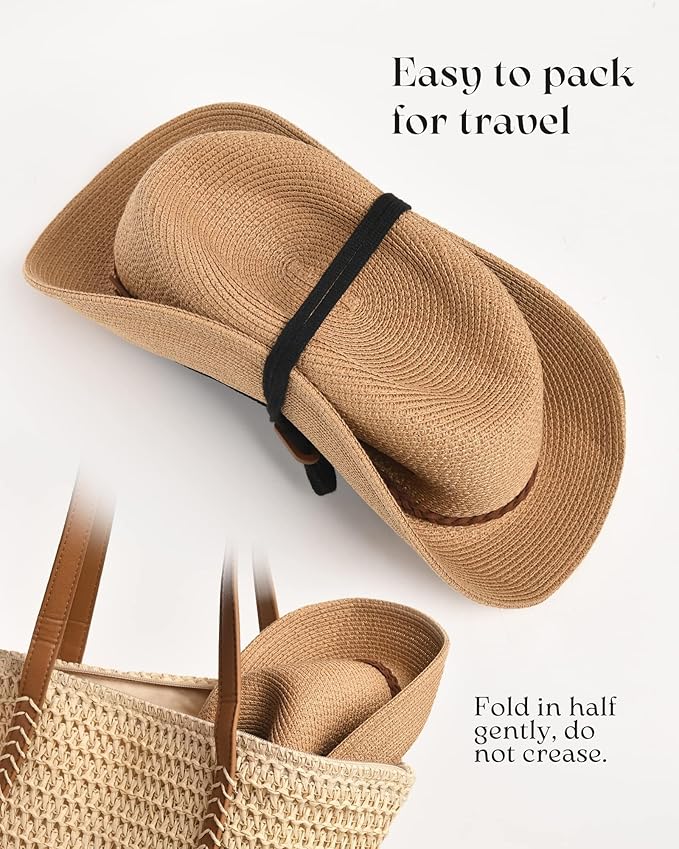 FURTALK Sun Hats for Women Summer Wide Brim UV UPF 80+ Panama Fedora Foldable Packable Straw Beach Hat