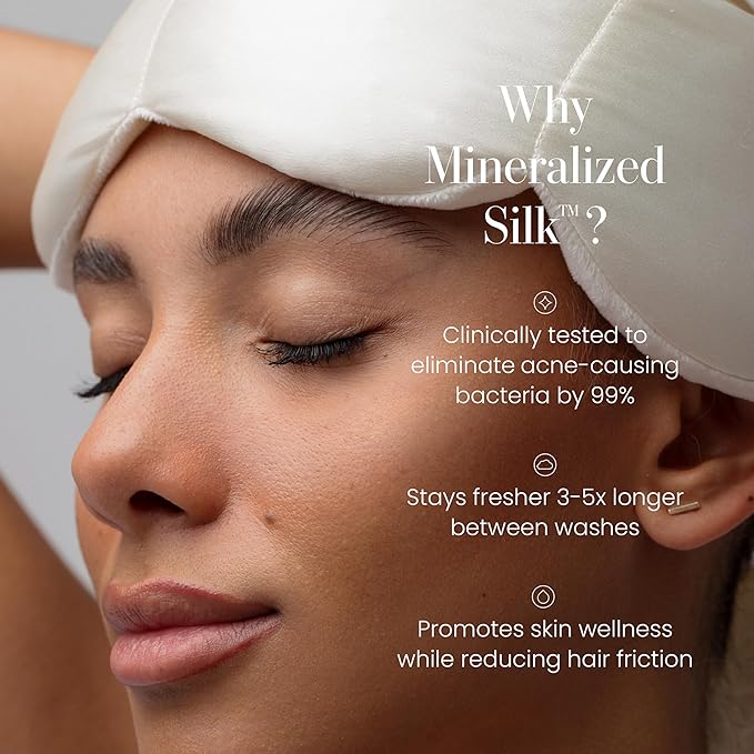 Nodpod Mineralized Silk Gentle Pressure Sleep Mask - Strap-Free, Light-Blocking Design for Sleep, Travel & Relaxation - Weighted Eye Pillow, Machine Washable (Pearl)